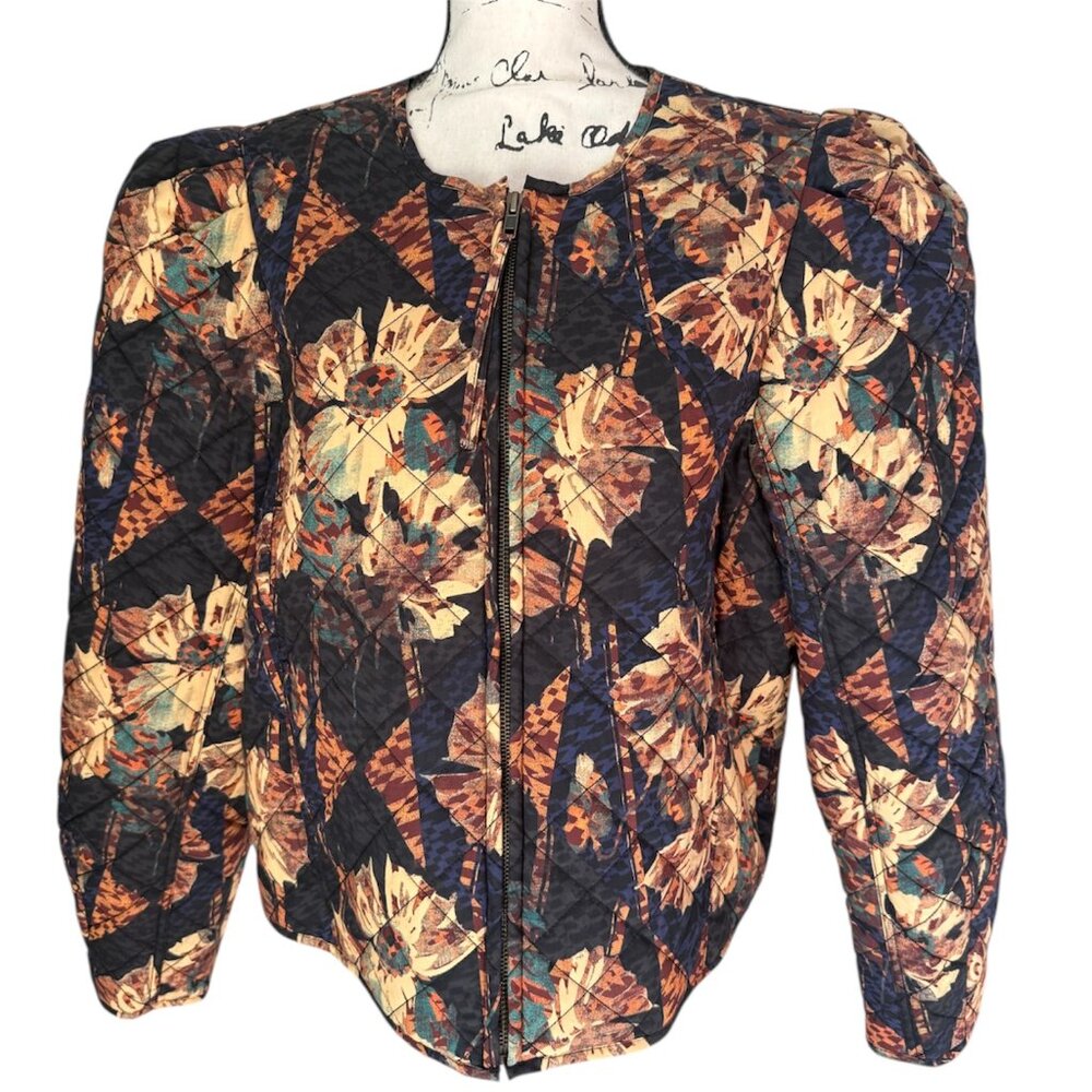 Ulla Johnson Clarisse Quilted Floral Cotton Jacket Size XL Lupine NWT